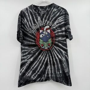 Naruto T Shirt Men Medium Black Tie Dye Kakashi Hatake Cat Anime Short Sleeves